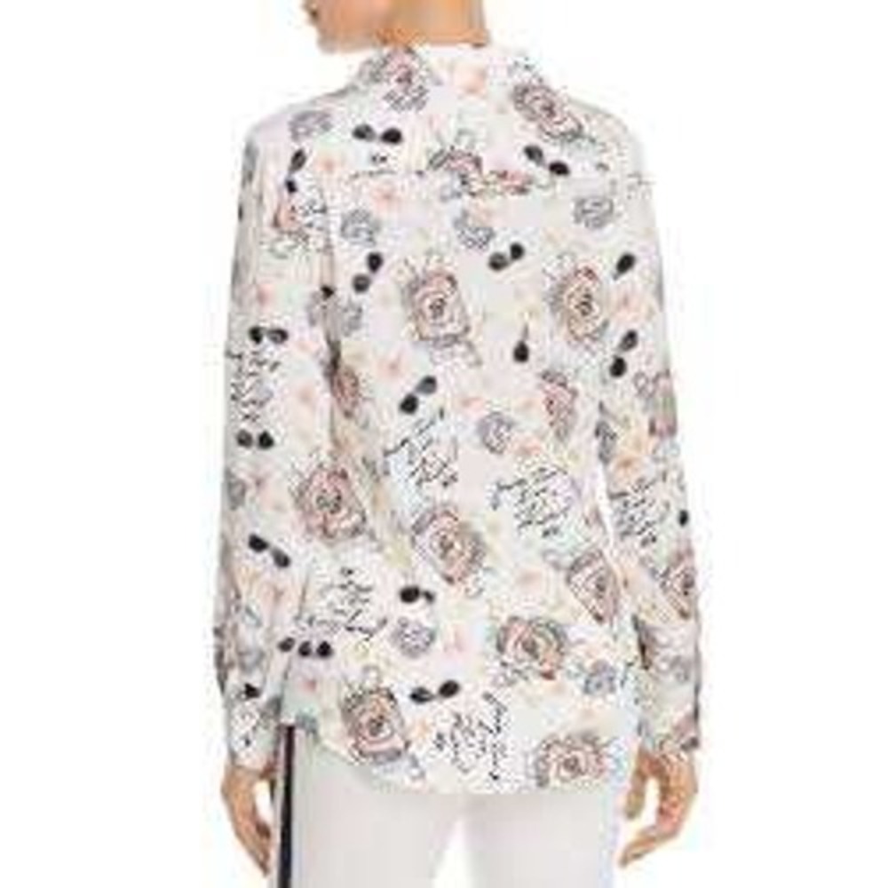 Karl Lagerfeld‎ Paris Women XS White Novelty Perfume PrintBlouse